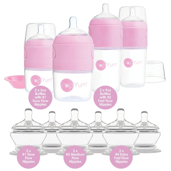 PopYum Orange Baby Bottle + Nipple 10 Piece Bundle - Bed Bath